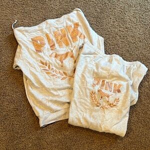 Victoria’s Secret pink hoodie jogger set gray rose gold